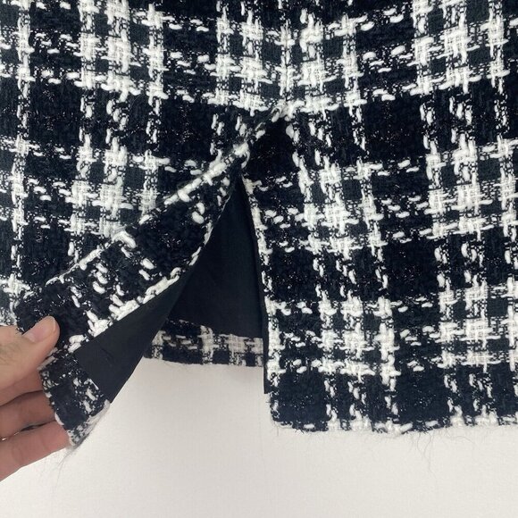 Ann Taylor Factory Women's Tweed Black White Pencil Skirt Size 4 Preppy - Picture 3 of 8